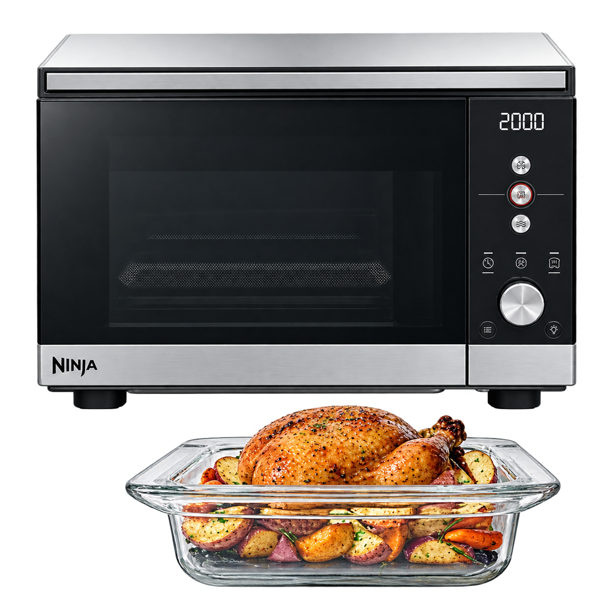 Ninja Crispi Microwave and Air Fryer with CleanCrisp glass roasting basket